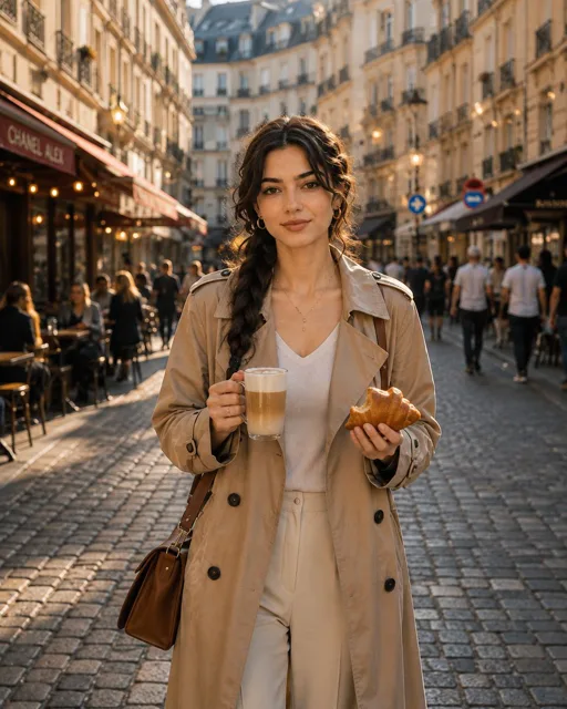 YouTube Thumbnail - Parisian Morning Coffee Lifestyle Scene