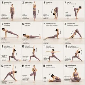 16-Panel Yoga Instructional Storyboard