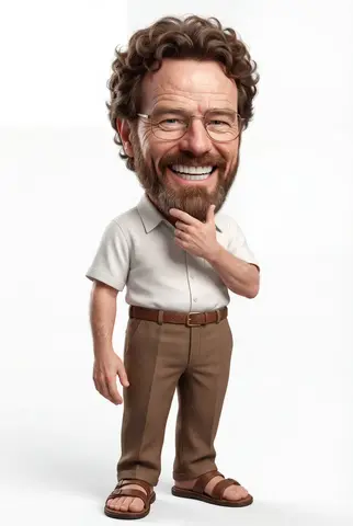 A highly detailed 3D caricature of a cheerful man