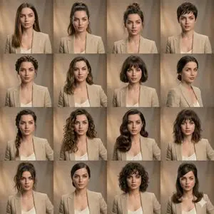 Editorial Beauty Collage for Hair Style Variations