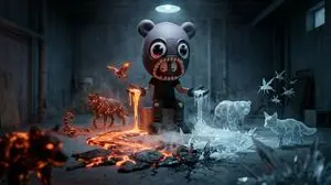 Cinematic Dark Fantasy Scene of Elemental Collision