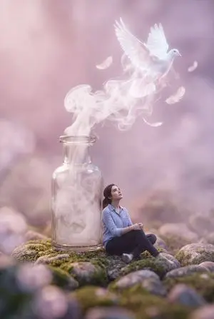 Surreal Macro Masterpiece with Miniature Figure