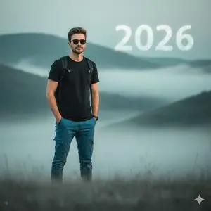 Cinematic Mountain Portrait with Floating Text