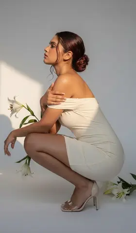 Role: high-end fashion editorial photographer shooting a luxury minimalist