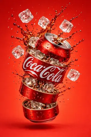Carbonated Beverage Can Hyper Realistic Commercial Product Photography Frozen Mid Explosion