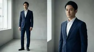 High-End Fashion Magazine Editorial Photo of a Japanese Male Model