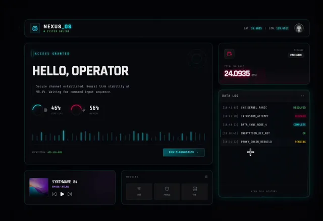 Glassmorphism neon interface UI