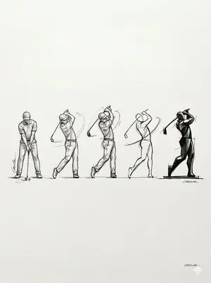 Progressive Golf Swing Artistic Sketch