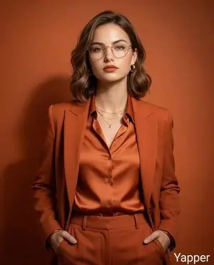 Monochromatic Burnt-Orange Fashion Portrait