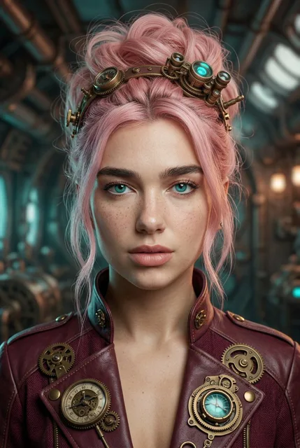 Steampunk Pastel Pink Portrait