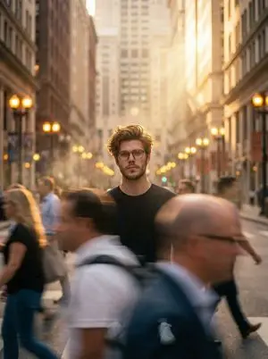 Cinematic Portrait in a Busy City Street