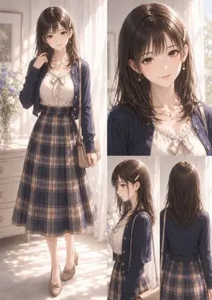 Elegant Anime Fashion Reference Sheet