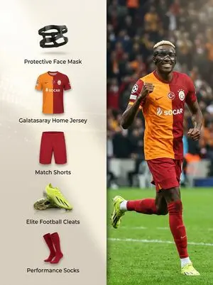 Sports Equipment Infographic Layout of Victor Osimhen
