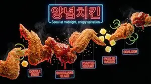 Neon Night Market Food Photography