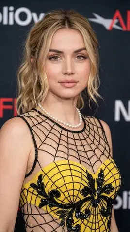 Ana de Armas Red Carpet Portrait Prompts (Yellow and Red Dress)