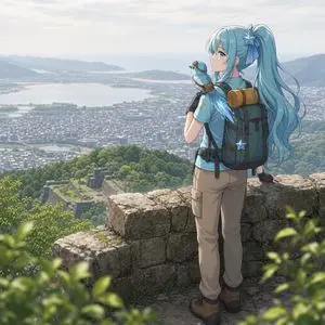 Anime Hiker Over Scenic Mountain View