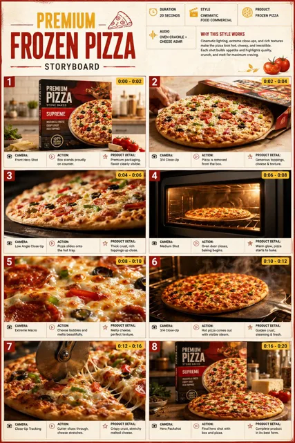 Frozen Pizza Commercial Storyboard