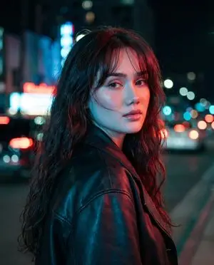 Neon Night Shoulder-Look Portrait