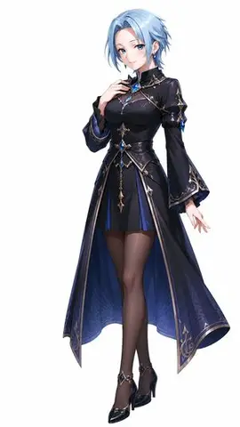 Elegant Blue-Haired Fantasy Woman