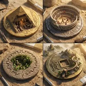 Architectural Diorama Coin Art Grid Prompt