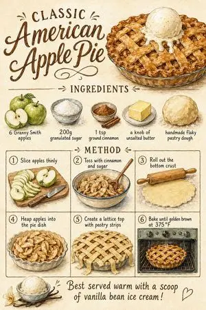 Vintage Apple Pie Recipe Poster