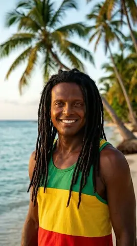 Photorealistic Cinematic Portrait of Luis Miguel as a Jamaican Reggae Musician
