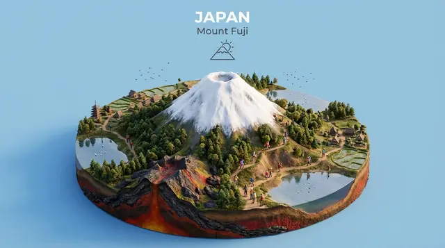 isometric miniature 3D diorama highlighting the natural landmark [NATURAL