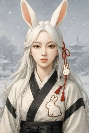 Snowy Rabbit Spirit Portrait