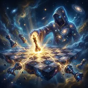 Cosmic Chessboard Checkmate Scene