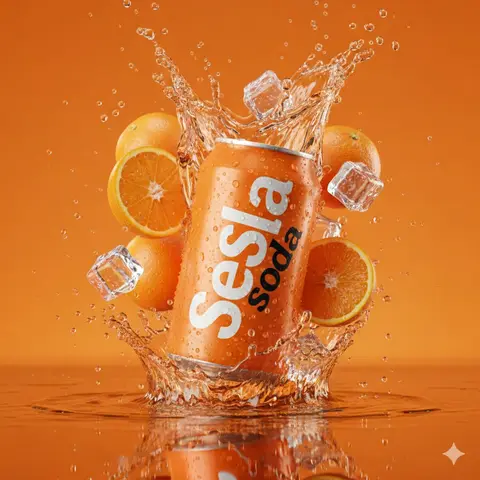 Orange Flavored Soda Can Hyper Realistic Ai Edited Commercial Product Photography High