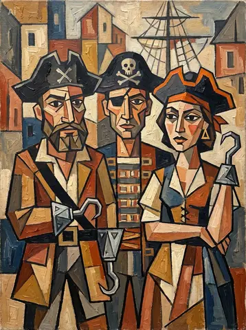 Cubist Pirate Oil Painting
