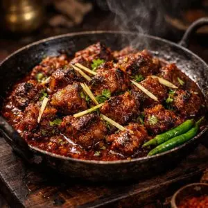 Cinematic 8K Mutton Karahi Food Macro Shot