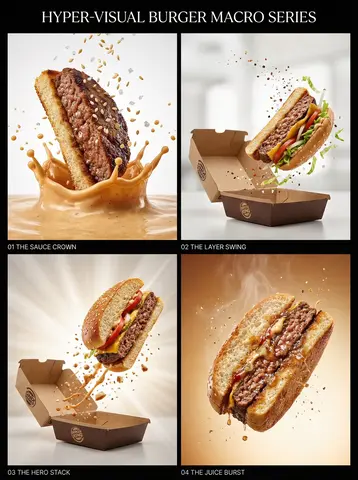 Juicy Burger Slice (beef Patty Cross Section with Bun Edge) Vertical Plunge