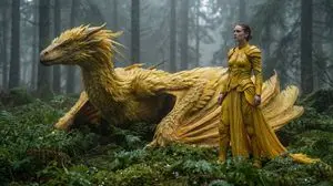 Fantasy Dragon and Warrior Image Prompt