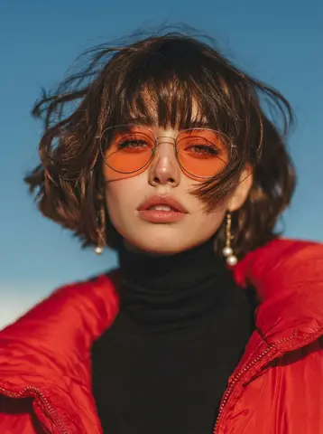 A cinematic fashion portrait of a young woman with