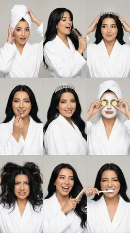 3x3 Photorealistic Beauty Photoshoot Grid with Identity Lock