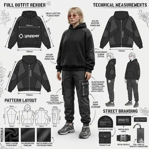 Using the attached image, create a professional industrial fashion