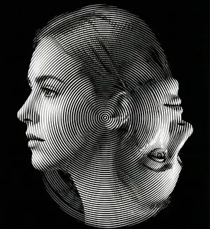 Dual-Orientation Optical Illusion Portrait