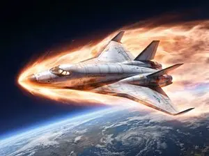 Reentry Shuttle Above Earth