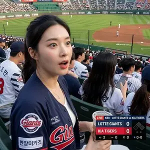 Korean Baseball Broadcast Fan Photo
