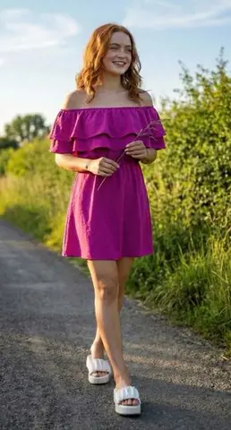 Ultra-Photorealistic Full-Body Shot on a Rural Road at Golden Hour
