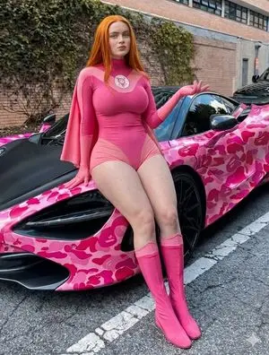 Superhero Bodysuit on Sports Car Hood (Prompt 2)