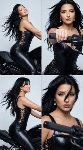 Luxury Editorial Motorcycle Femme Fatale Grid