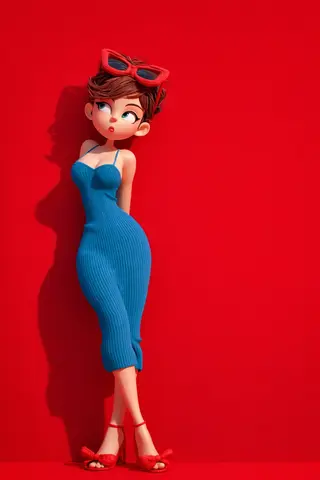 Stylized 3d Cartoon Female Ai Edited, High Detail 3d Render Standing, Body