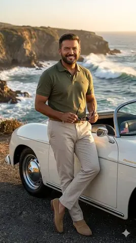 Coastal Road Portrait with Vintage Porsche