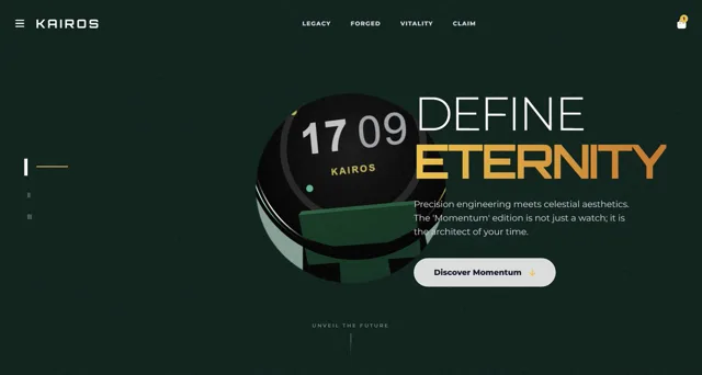 Luxury smartwatch Three.js landing page with animated sections