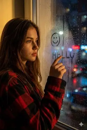 Rainy Window Doodle Portrait Prompt