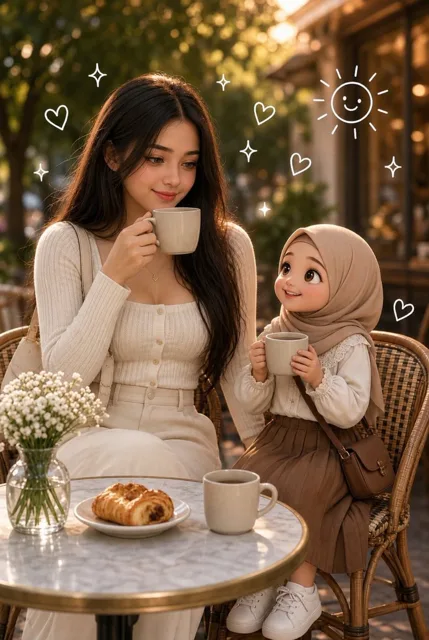 Social Media Post - Korean Girl Golden Hour Cafe Cinematic Portrait