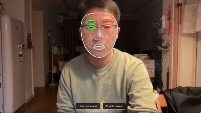 Laser eye effect web demo with Mediapipe and Three.js