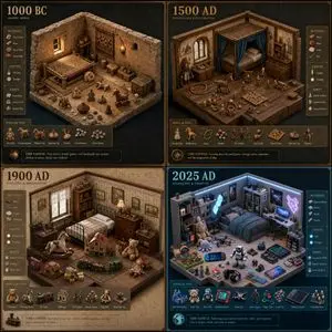 Historical Era Bedroom Interior Map